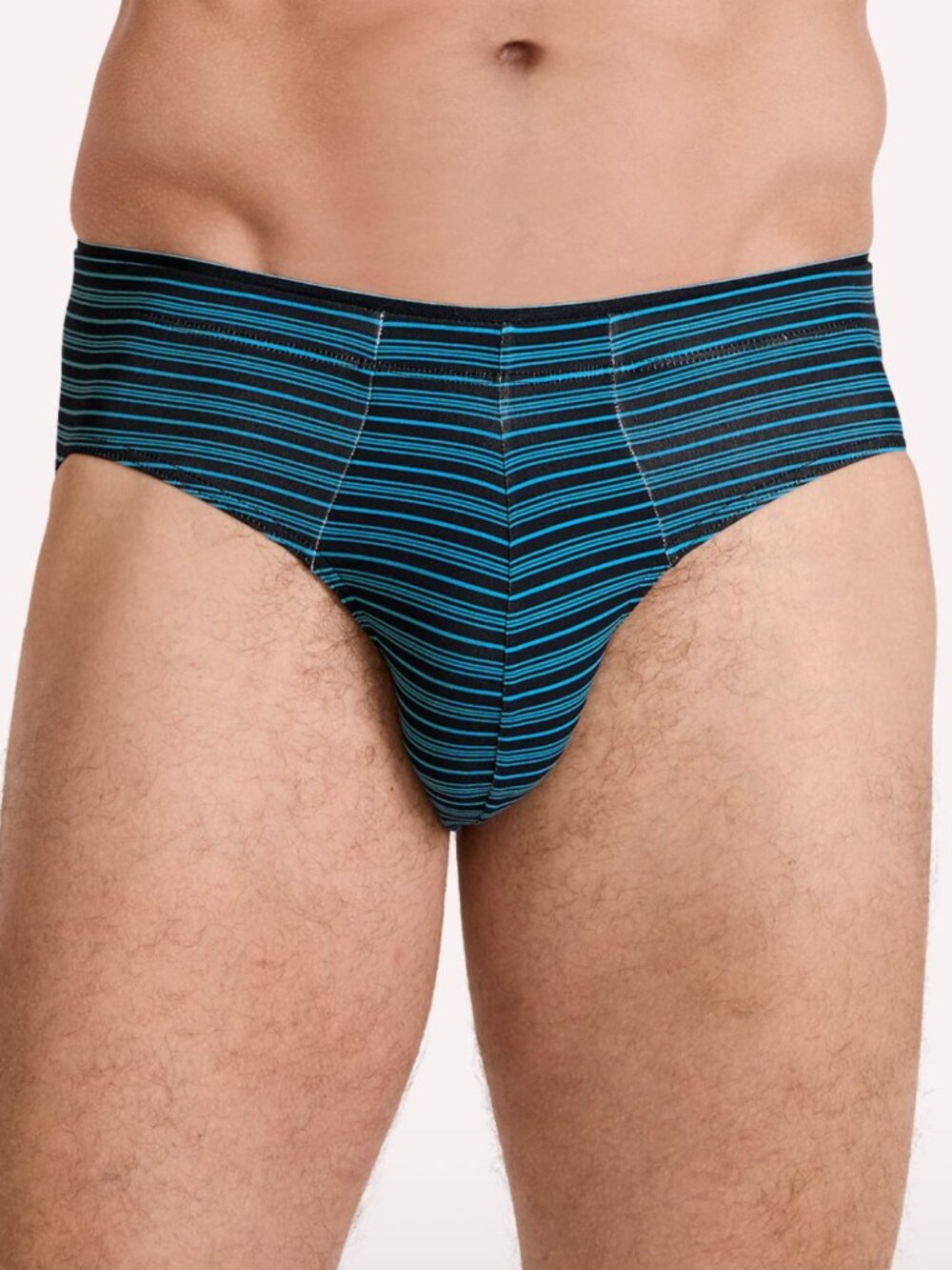 Men's Jockey True Style Bikini Brief - Teal & Black Stripe - Large